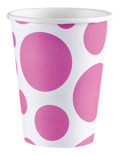 8 vasos de papel sweet dot rosa 266ml