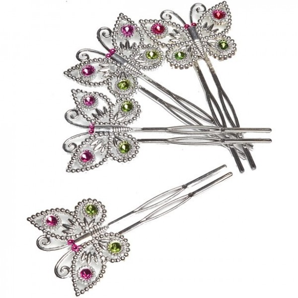 4 sparkling butterfly hairpins