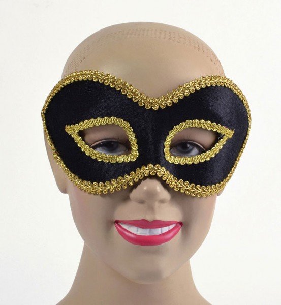 Schwarze Domino-Maske Mit Goldborte