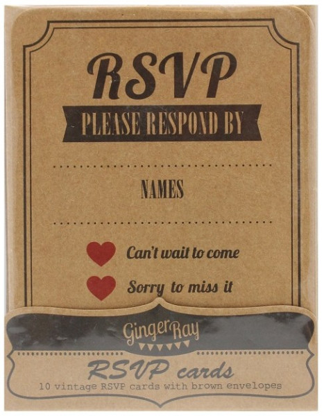10 Vintage Love RSVP Einladungskarten 2