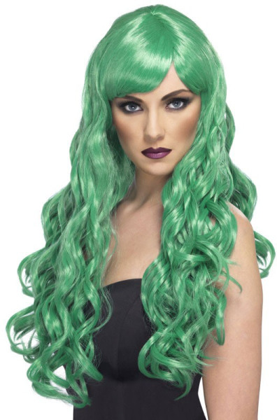 Perruque femme cheveux longs vert