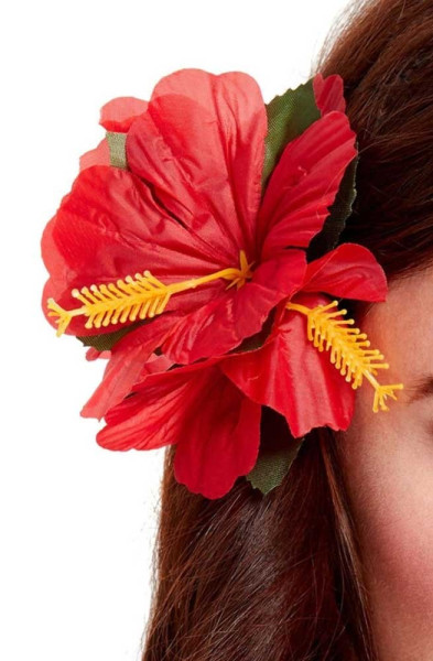 Pinza para el pelo con flores de hibisco rojo
