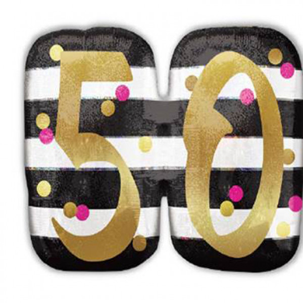 Palloncino foil numero 50 oro e rosa 63x50 cm