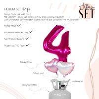 Vorschau: XXL Zahl 4 Pink Ballonbouquet-Set mit Heliumbehälter