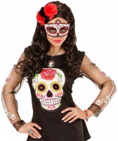 Preview: Day of the Dead Eye Mask White-Red