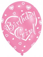 6 Lovely Birthday Girl Luftballons 27,5 cm