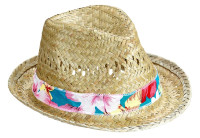 Widok: Słomkowy kapelusz Beachboy z kolorową wstążką