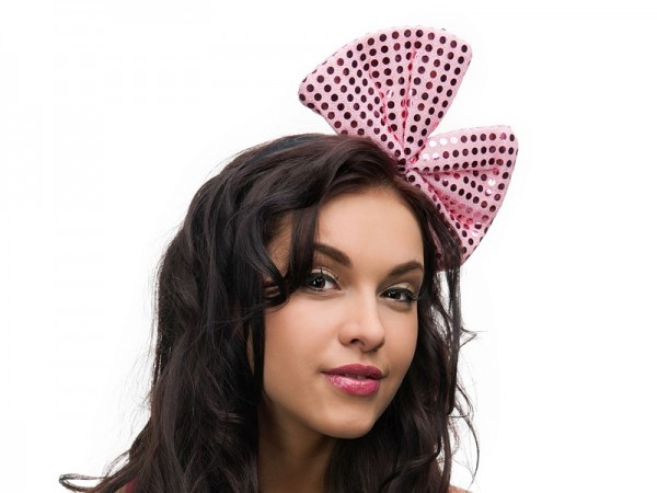 Headband with pink sequin bow 2