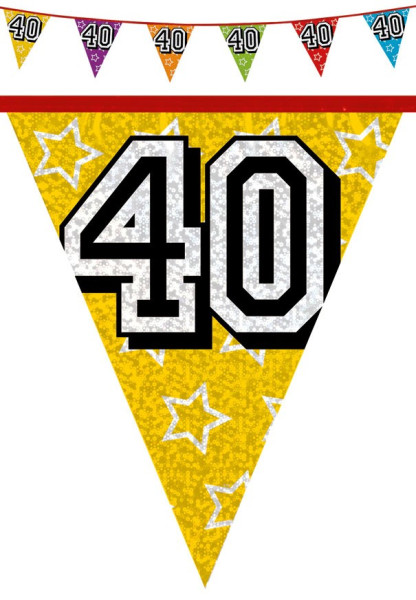 Cadena de banderín holográfico 40 cumpleaños 800cm
