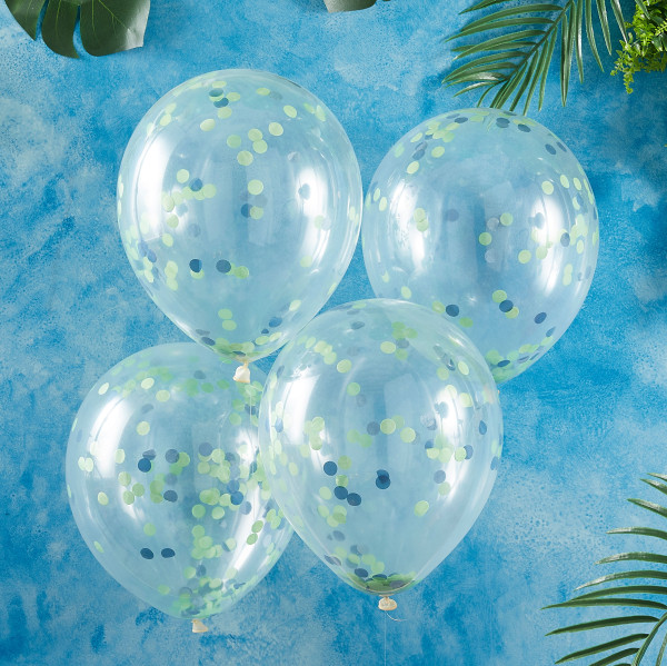 5 ballons confettis Roarsome Dino 30cm