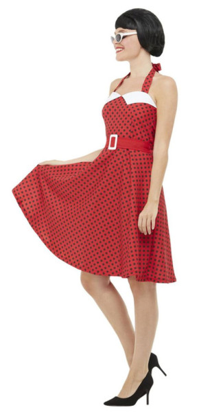 Kostium damski z lat 50. czerwony