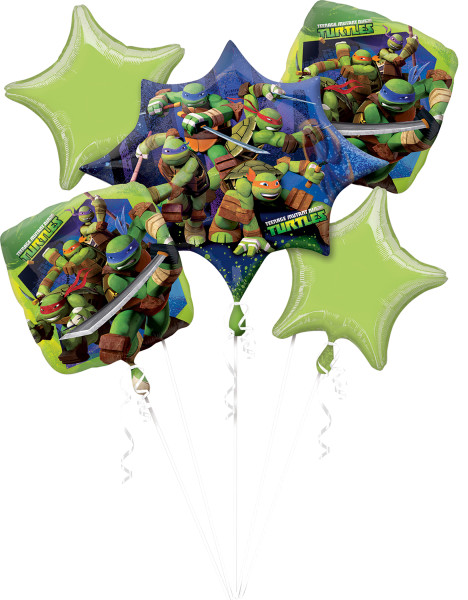 5 foil balloons in ninja turtles design