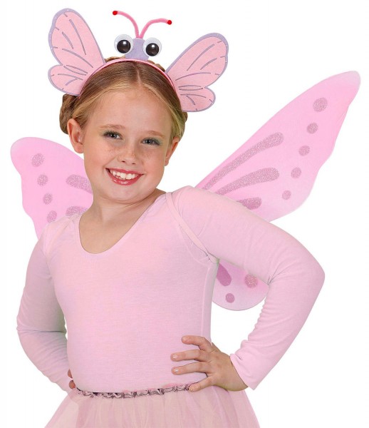 Flappy butterfly headband in pink 2