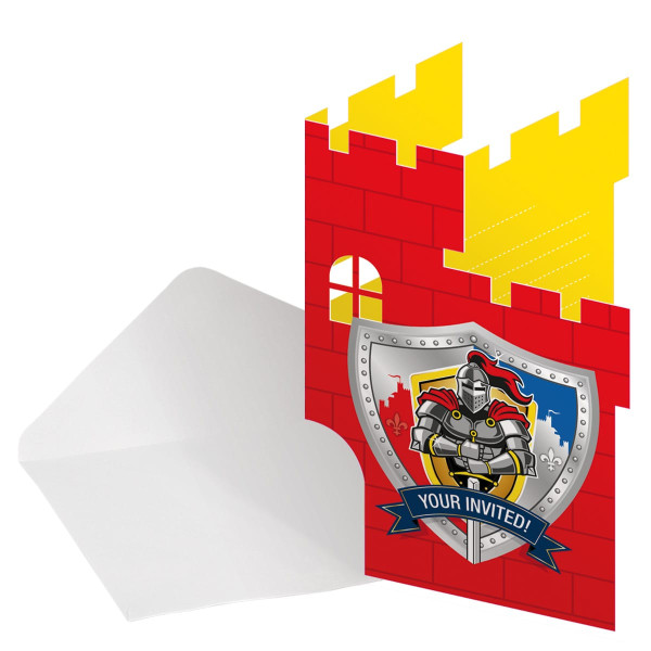 8 invitation cards knight coat of arms