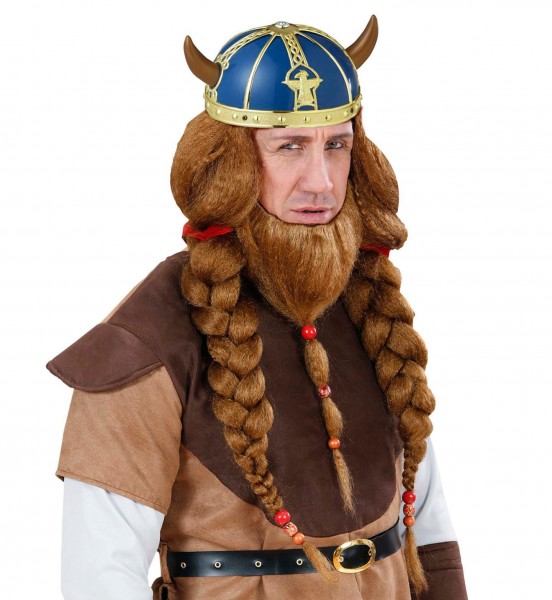 Casco Viking blu Faxe con corna
