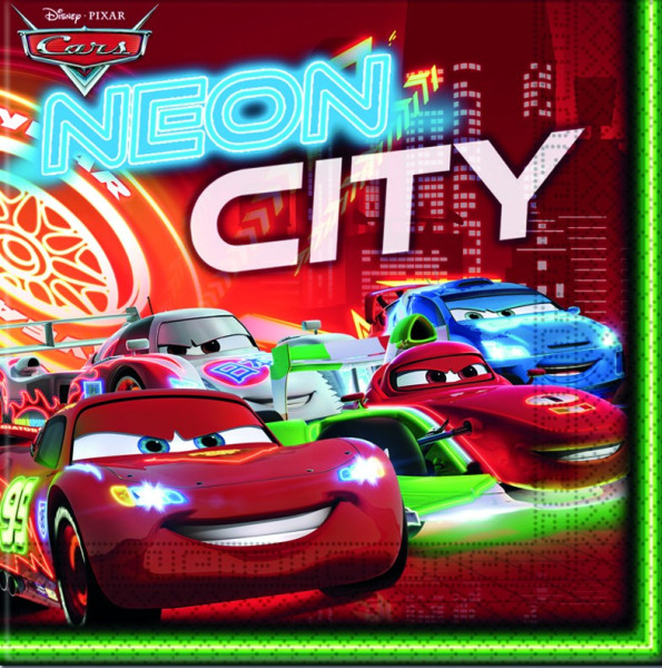 20 serviettes Cars Neon City 33cm