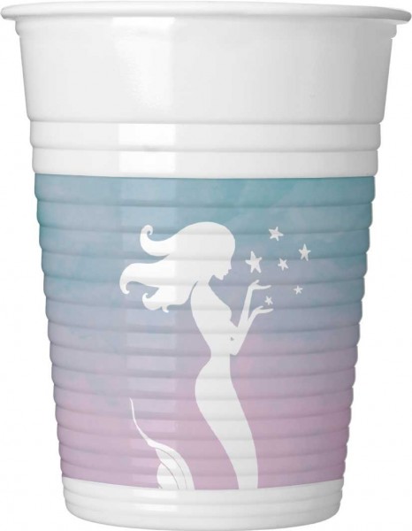 8 bicchieri di plastica Magic Mermaid 200ml