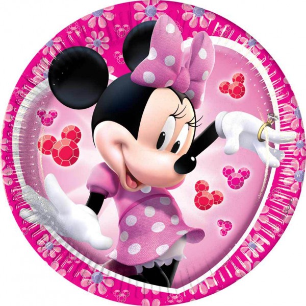 8 platos de papel Minnie Mouse mundo de joyas 20cm