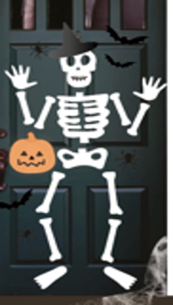 Sticker pour porte Squelette amical