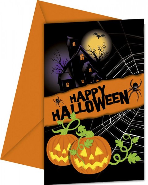 6 glade Halloween invitationskort
