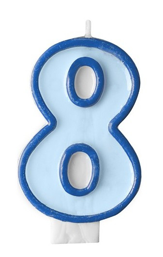 Number candle 8 blue 7cm