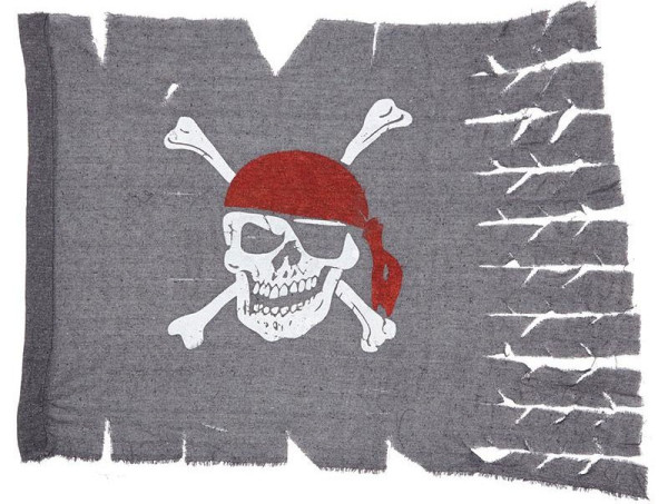Sliten grå piratflagga 70 x 95cm
