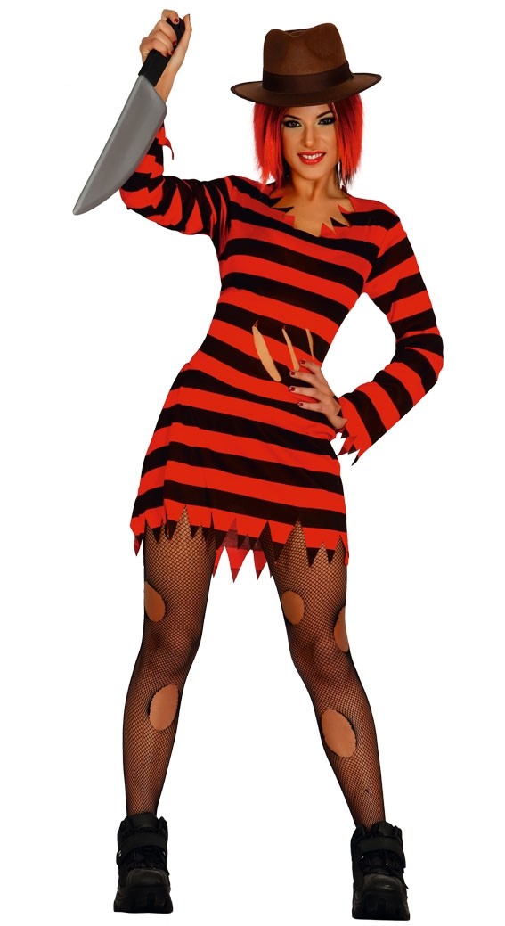 Killer Freddy striped ladies costume.