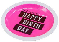 Vorschau: 8 Hip Hip Pink Birthday Pappteller 23cm