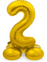 Stehender Zahl 2 Ballon Gold 72cm