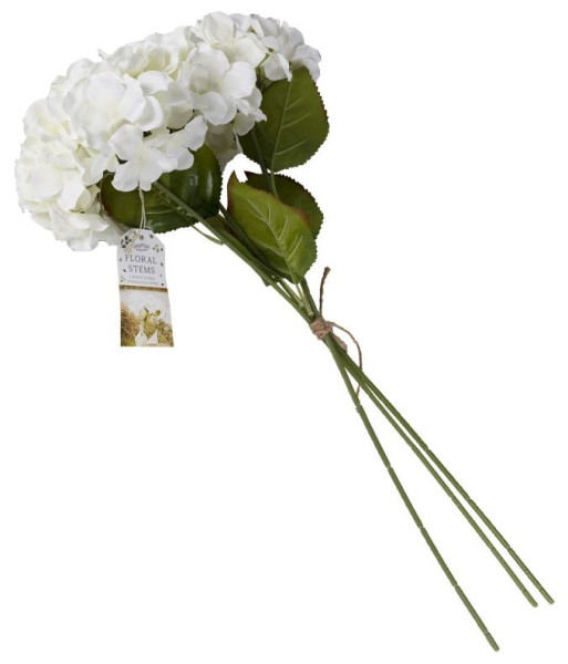 3 fiori artificiali di ortensia bianca