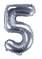 Zahl 5 Folienballon silber 35cm