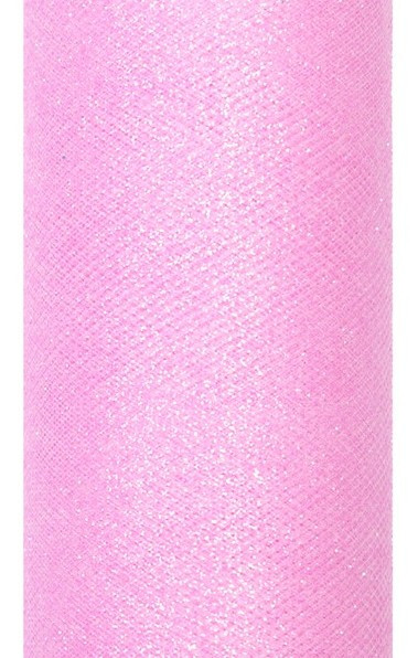 Tul brillante Estelle rosa 9m x 15cm