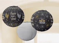 3 Sparkling New Year Lampions 24cm