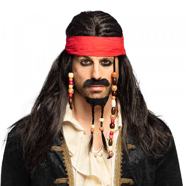 Perruque de pirate, bandana, barbe