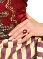 Widok: Złoty pierścionek z czerwonym kamieniem