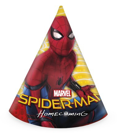 Spiderman Homecoming 6 gorros de fiesta 16cm