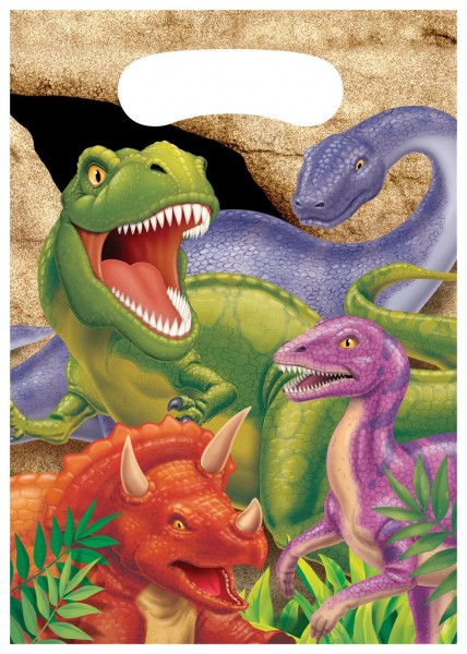 8 sachets cadeaux dinosaures des cavernes 16 x 23 cm