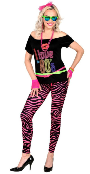 80er pink Zebra UV Leggings für Damen
