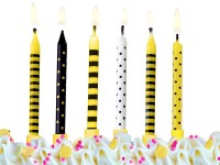 Voorvertoning: 6 verjaardagskaarsen bijen inclusief houders 6cm