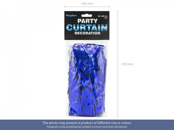 Blue tinsel party curtain 90 x 250cm