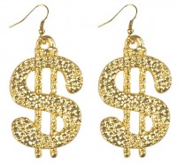 Golden Bling Bling Dollar Earrings