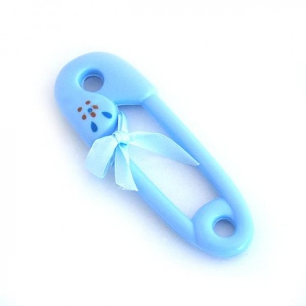 Baby blue safety pin giveaway for baby shower 11cm