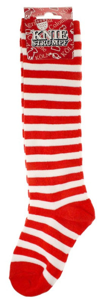 Red and white striped stockings Cologne fan