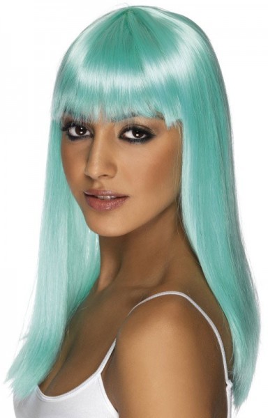 Galmour long hair wig aqua blue