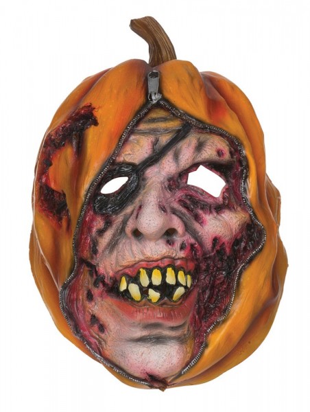 Pumpkin face with zipper and wounds