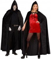 Voorvertoning: Halloween cape met capuchon in zwart 150cm