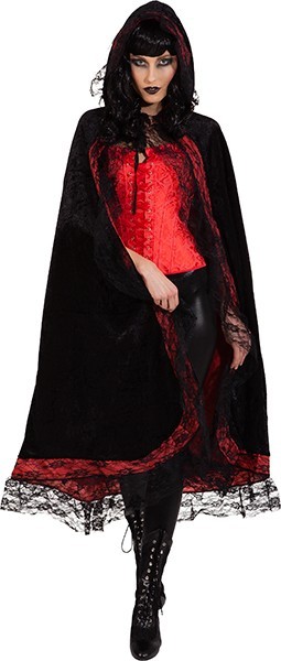 Vampire cape with lace trim for women