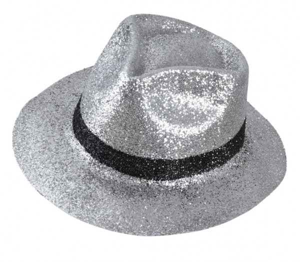Brokatowy kapelusz gangsterski srebrny