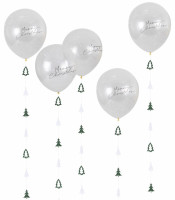 Preview: 5 snowflake confetti balloons 30cm