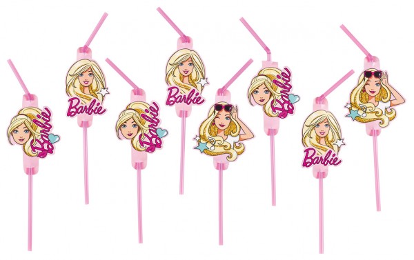 8 słomek Popstar Barbie 24 cm